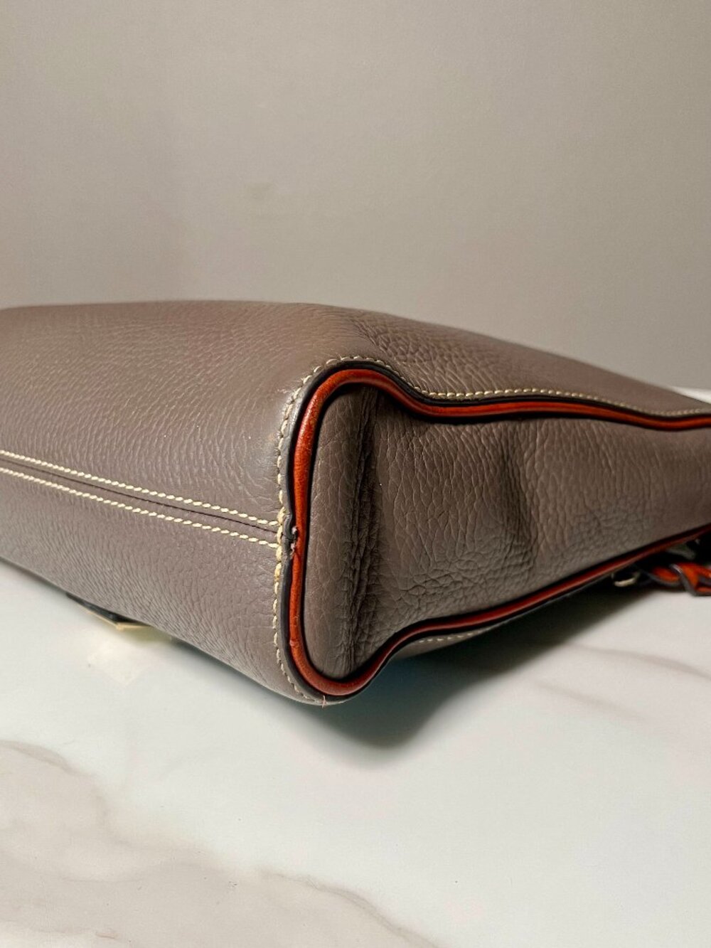 Dooney & Bourke Pebble Grain Large Peyton Triple Zip Crossbody in Elephant + COA - Picture 10 of 16